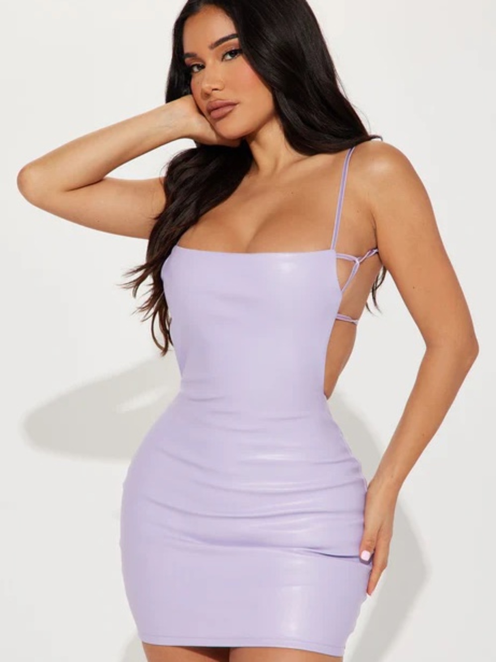 Fashion Nova Lavender Strappy Bodycon Mini Dress